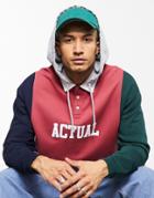 Asos Actual Relaxed Rugby Hoodie In Vintage Wash Color Block-multi