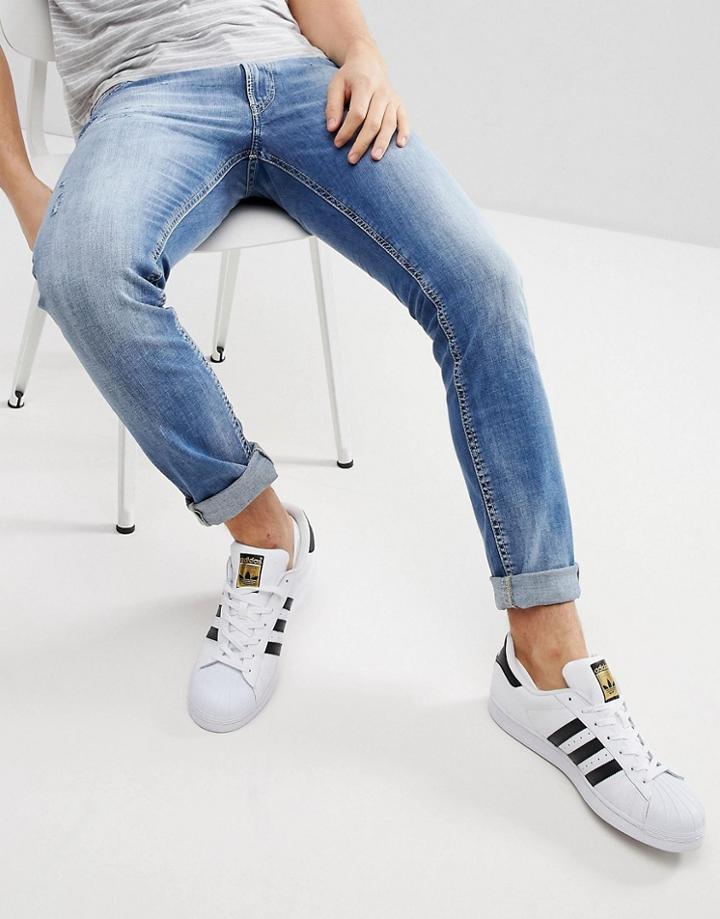 Diesel Thommer Distressed Tapered Jeans - Blue