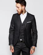 Heart & Dagger Suit Jacket In Birdseye Fabric In Skinny Fit - Charcoal
