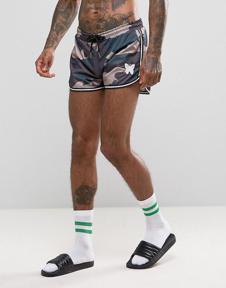 Good For Nothing Swim Shorts In Camo - Green