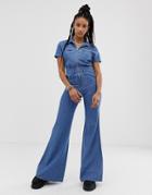 Sacred Hawk Denim 70's Flared Jumpsuit - Blue