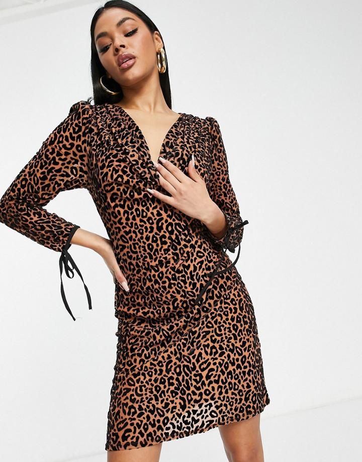 Little Mistress Printed Cowl Neck Shift Dress In Multi