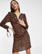 Little Mistress Printed Cowl Neck Shift Dress In Multi