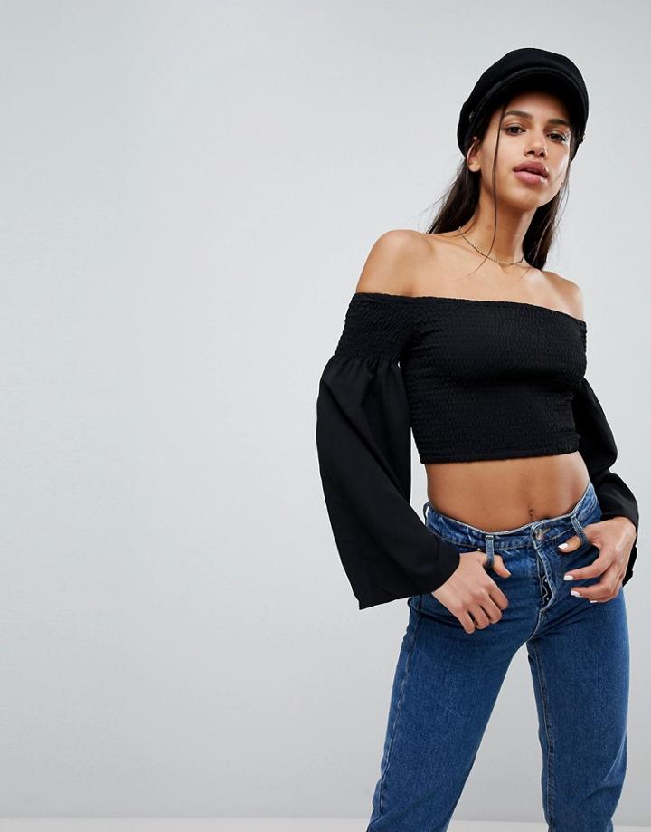 The Fifth Romancing Off Shoulder Top - Black