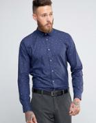 Ted Baker Shirt With All Over Print In Regular Fit - Navy