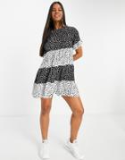 I Saw It First Polka Dot Smock Dress In Monochrome-multi
