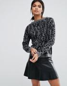Sisley Sweater In Animal Texture - Black