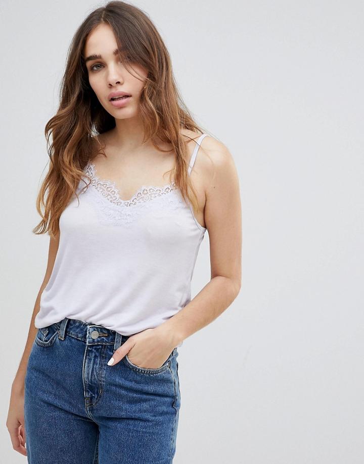 Monki Lace Trim Cami - Purple