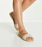 Asos Design Wide Fit Jungle Woven Espadrille Sandals In Natural-neutral