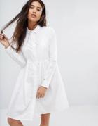 Noisy May Peplum Hem Shirt Dress - White