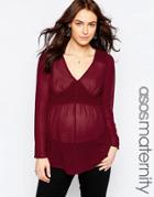Asos Maternity Premium Blouse With Ruching Detail - Red