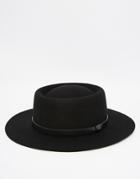 Asos Pork Pie Hat In Black With Wide Brim - Black
