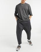 Asos Design Drop Crotch Chinos In Charcoal-grey