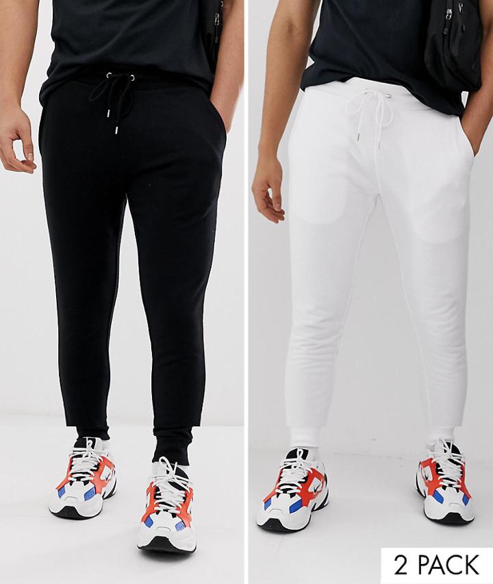 Asos Design Skinny Sweatpants 2 Pack Black/white - Multi
