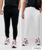 Asos Design Skinny Sweatpants 2 Pack Black/white - Multi