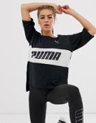 Puma Longline Logo T-shirt In Black