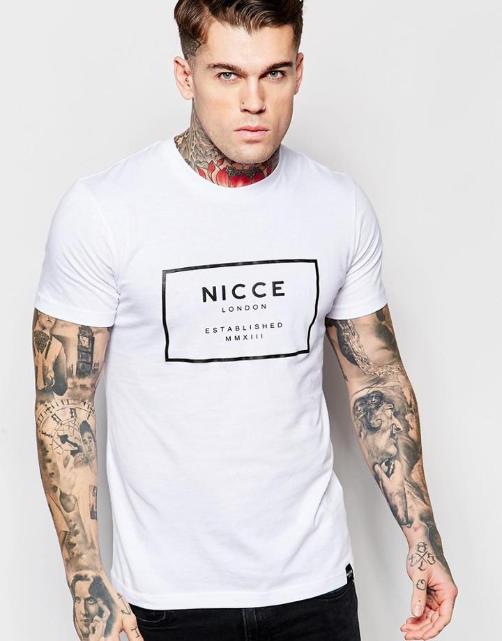 Nicce London T-shirt With Rubberised Logo - White