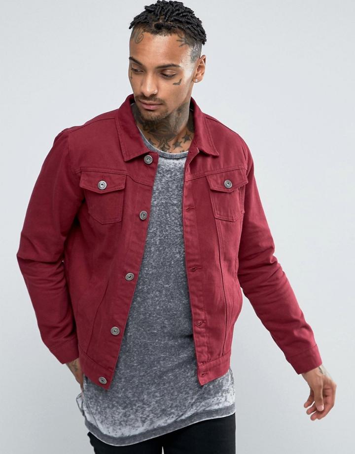 Liquor & Poker Burgundy Denim Jacket - Purple