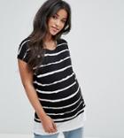 Asos Maternity Nursing T-shirt With Double Layer In Painted Stripe - Multi