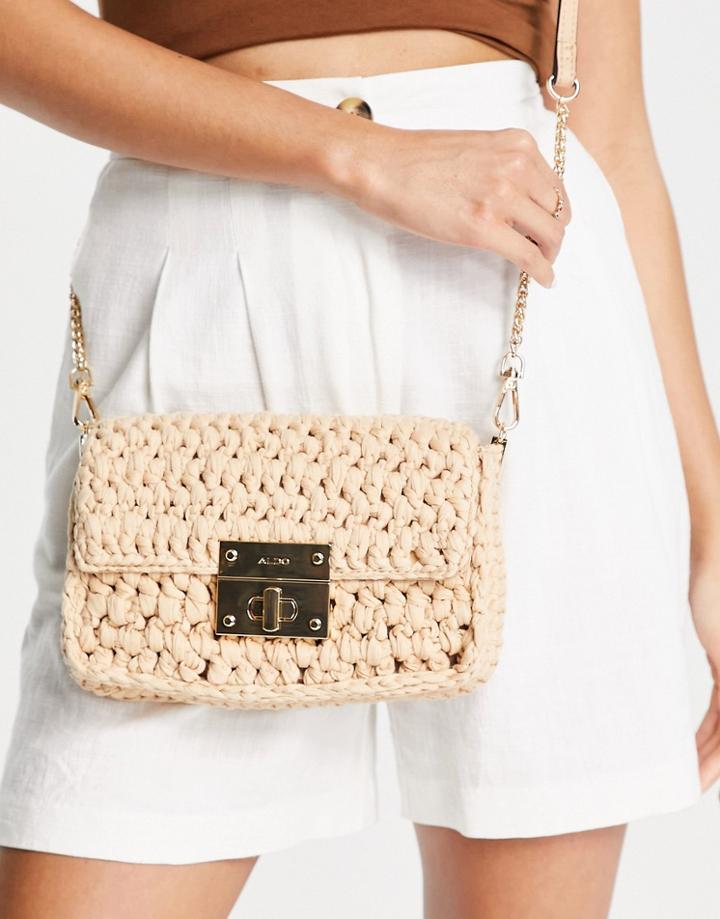 Aldo Crochetta Cross Body Bag In Beige Crochet-white