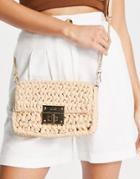 Aldo Crochetta Cross Body Bag In Beige Crochet-white