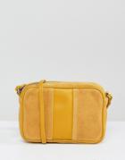 Asos Leather And Suede Paneled Cross Body Bag - Yellow