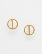 Pilgrim Circle & Bar Stud Earrings - Gold