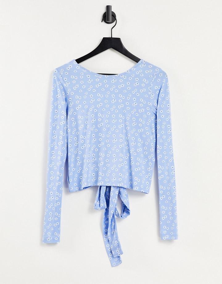 Envii Garlic Long Sleeve Open Back T-shirt In Blue-brown