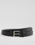 Asos Design Smart Faux Leather Super Skinny Belt In Black