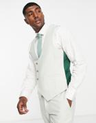 Harry Brown Wedding Slim Fit Tweed Suit Vest In Light Green