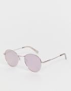 Le Specs Zephyr Deux Round Sunglasses In Pink - Pink