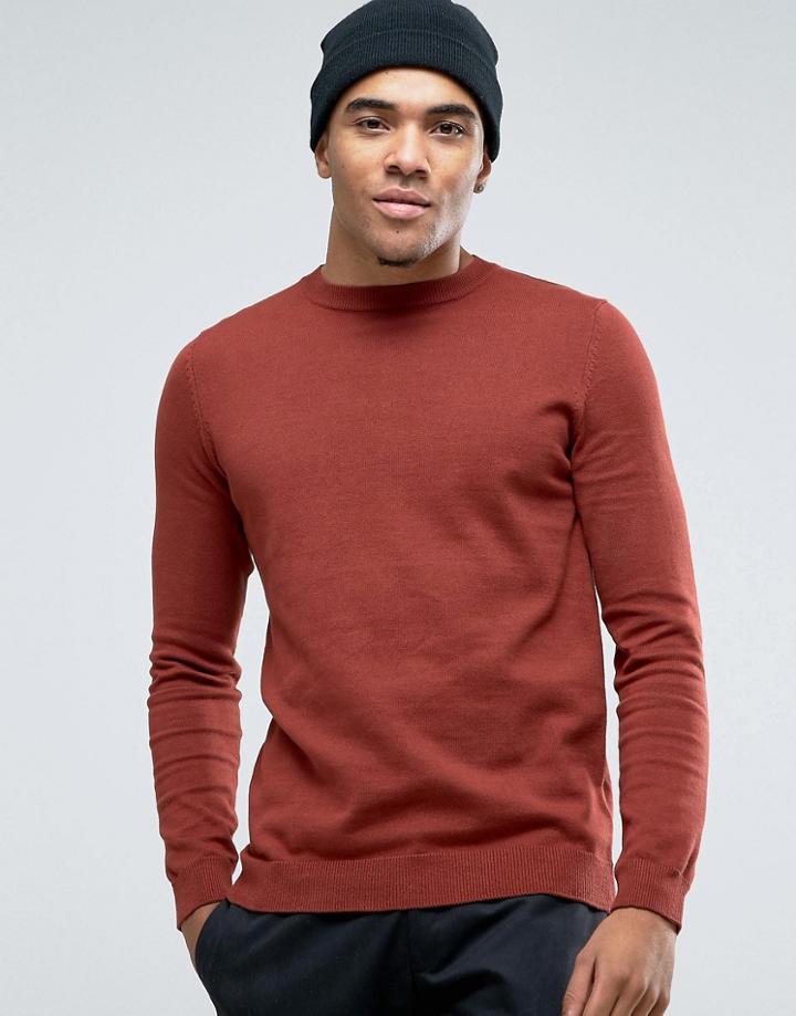 New Look Crew Neck Sweater In Rust - Orange