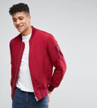 Asos Tall Bomber Jacket With Ma1 Pocket In Red - Red