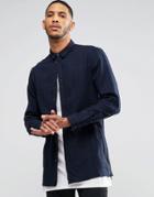 Religion Blaze Long Sleeved Longline Checked Shirt - Blue