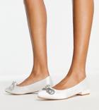 Be Mine Bridal Wide Fit Silas Flat Shoes In Ivory-white
