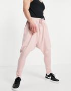 Asos Design Lightweight Extreme Drop Crotch Sweatpants In Washed Pink