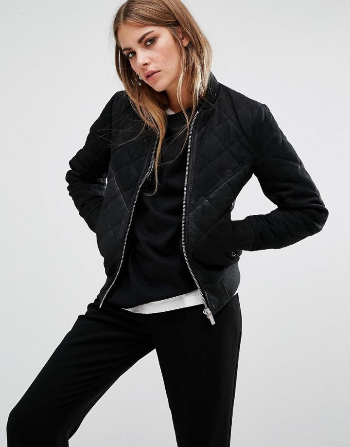 Goosecraft Leather Bomber Jacket - Black
