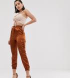 Katchme Satin Cargo Pant In Tan - Brown