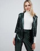 Outrageous Fortune Sequin Tuxedo Blazer Two-piece In Emerald Green - Green