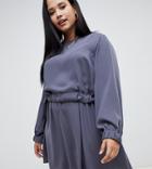 Asos Design Curve Ruched Waist Chuck On Mini Dress - Gray