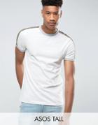 Asos Tall T-shirt With Retro Rainbow Shoulder Taping In Ecru - White