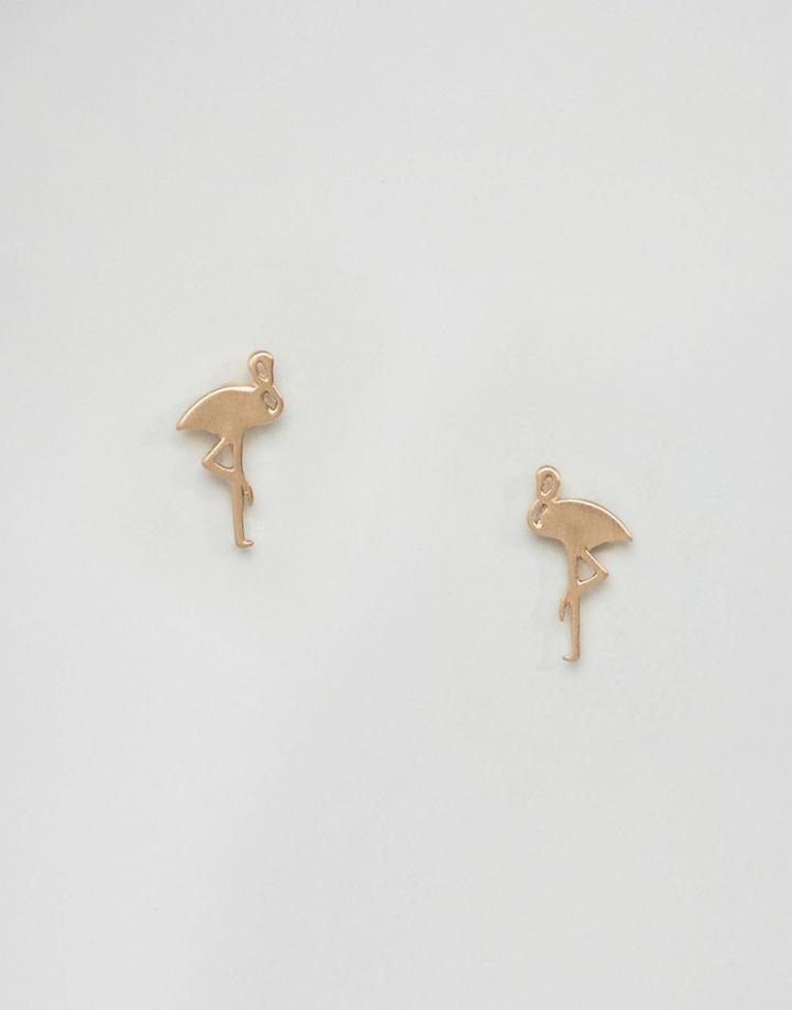 Asos Flamingo Stud Earrings - Gold