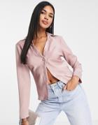 Asos Design Slim Fit Satin Shirt In Rose-pink