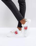 Carvela Lax Embellished Leather Sneakers - White