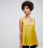 River Island Sleeveless Blouse With Deep V-neck In Chartreuse - Yellow