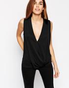 Asos Sleeveless Top With Wrap Front In Crepe - Black $18.00