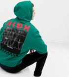 Collusion Tall Hoodie With Back Print - Green