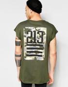 Asos Oversized Sleeveless T-shirt With Camo Number Back Print In Black - Black