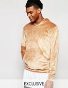 Reclaimed Vintage Velour Hoodie - Nude