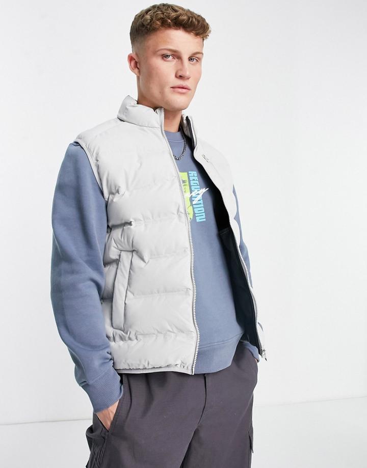 Topman Quilted Vest Jacket With Padding In Gray
